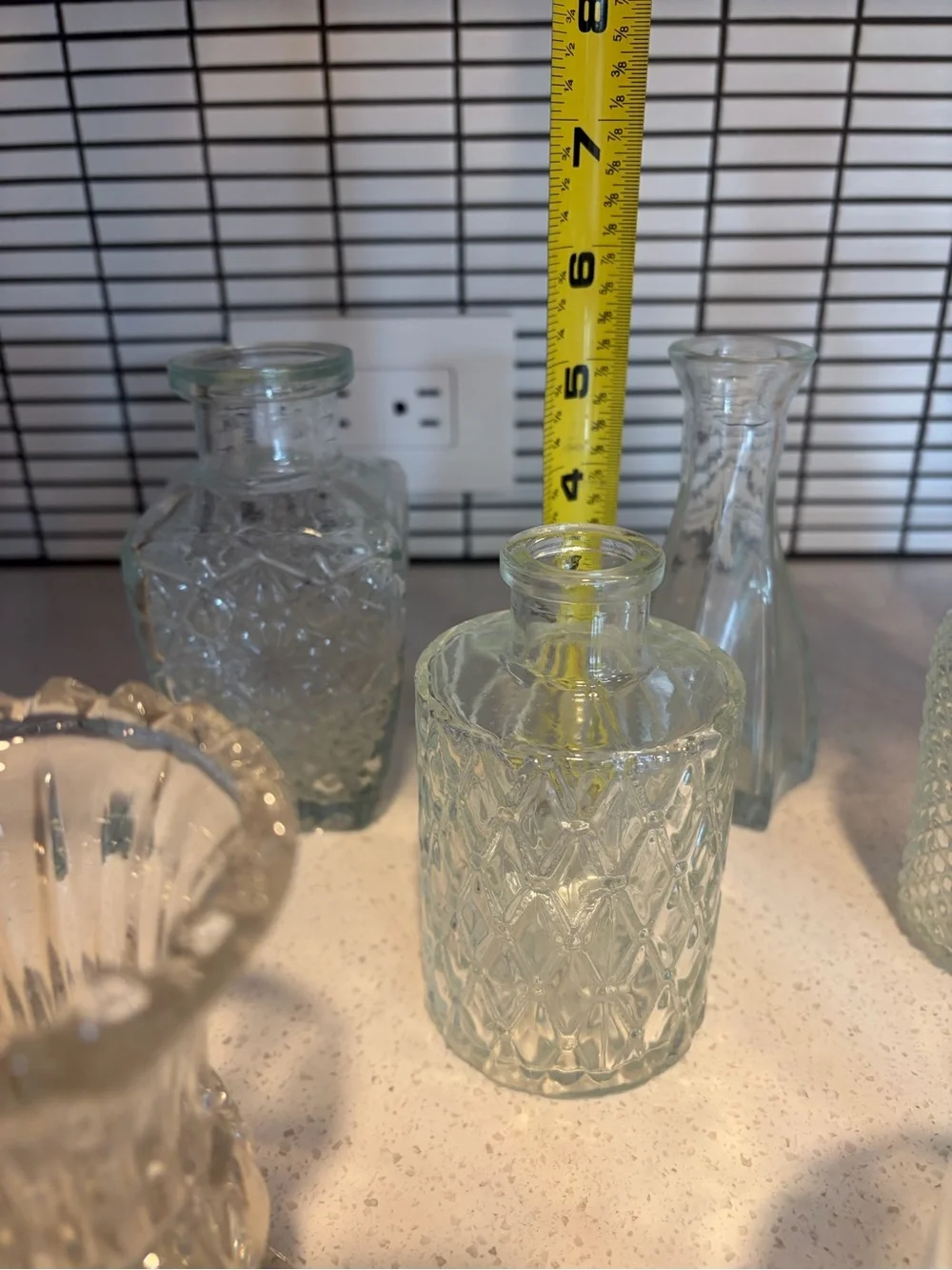 9 Clear Glass Decorative small  Vases Set - Versatile Home Accents